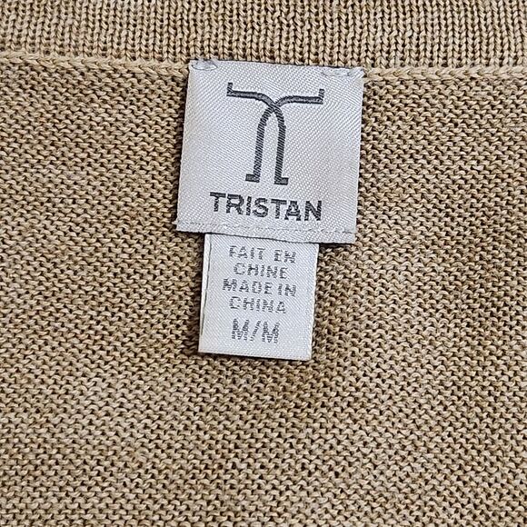 Tristan Long Belted Cardigan Tan Wool Blend Open Front Women's Size Medium - Picture 7 of 10